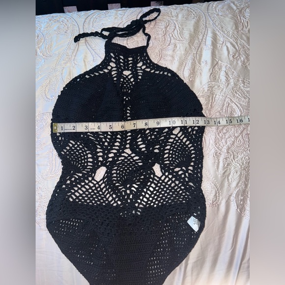 NWT Charlotte Russe Black Crochet One Piece Swimsuit - Picture 2 of 7